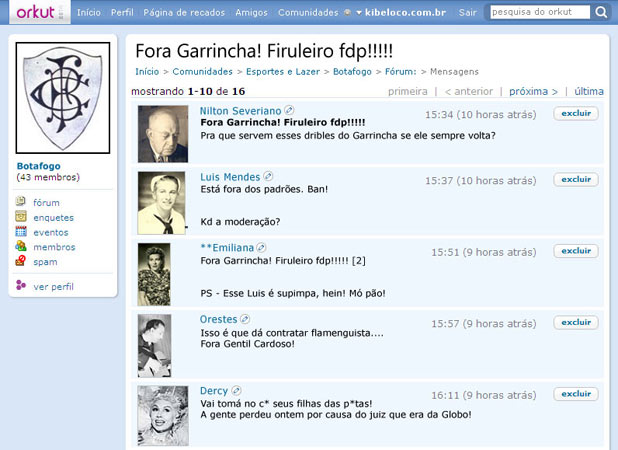 Comunidade do Botafogo no Orkut em 1953.