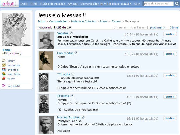 Comunidade “Roma” de 30 d.C. no Orkut.