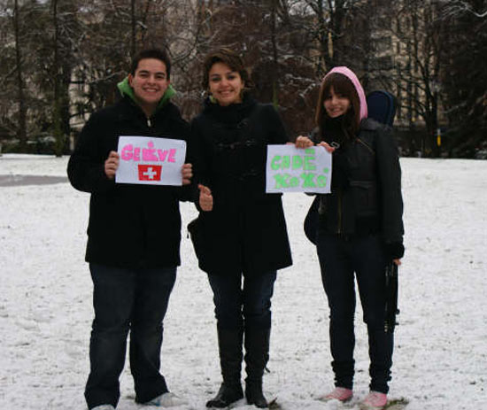 Dayson, Dâm e Tica: Xoxó tá em Genebra, na Suíça.