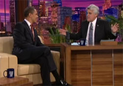 Obama no “Tonight Show”, com Jay Leno.